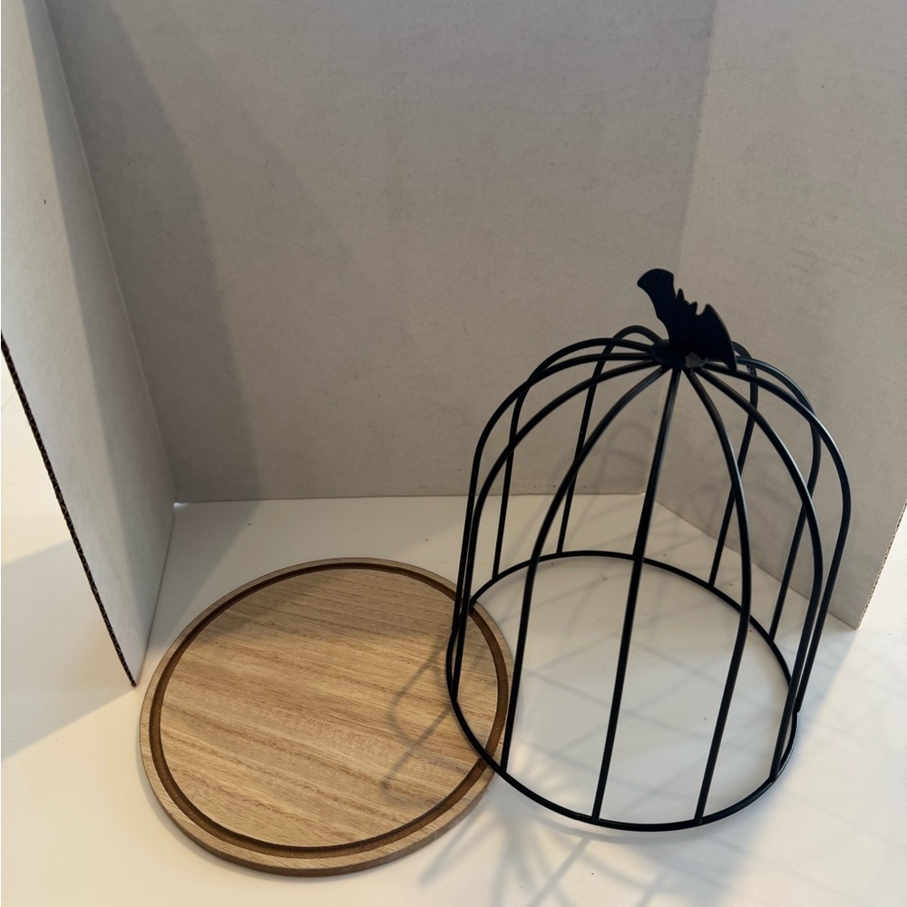 Target Discontinued Halloween Black Metal Bat Birdcage (or decorative cloche). - Picture 2 of 2
